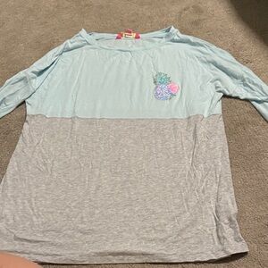 Lilly Pulitzer Light Blue and Gray Long Sleeve Tee